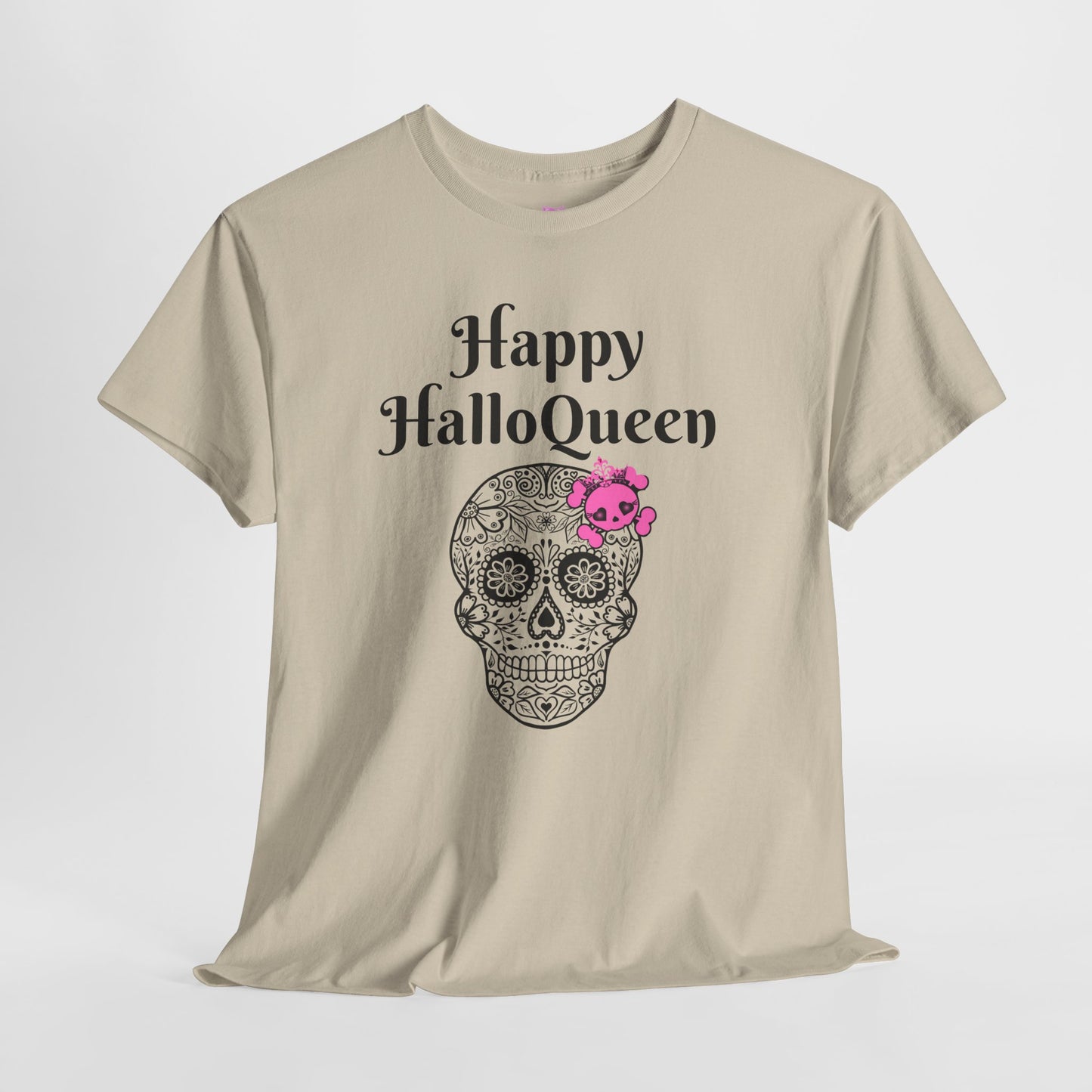 Happy HalloQueen Skull Tee - Unisex Halloween Shirt, Spooky Gift, Festive Apparel, Party Outfit, Skull Design