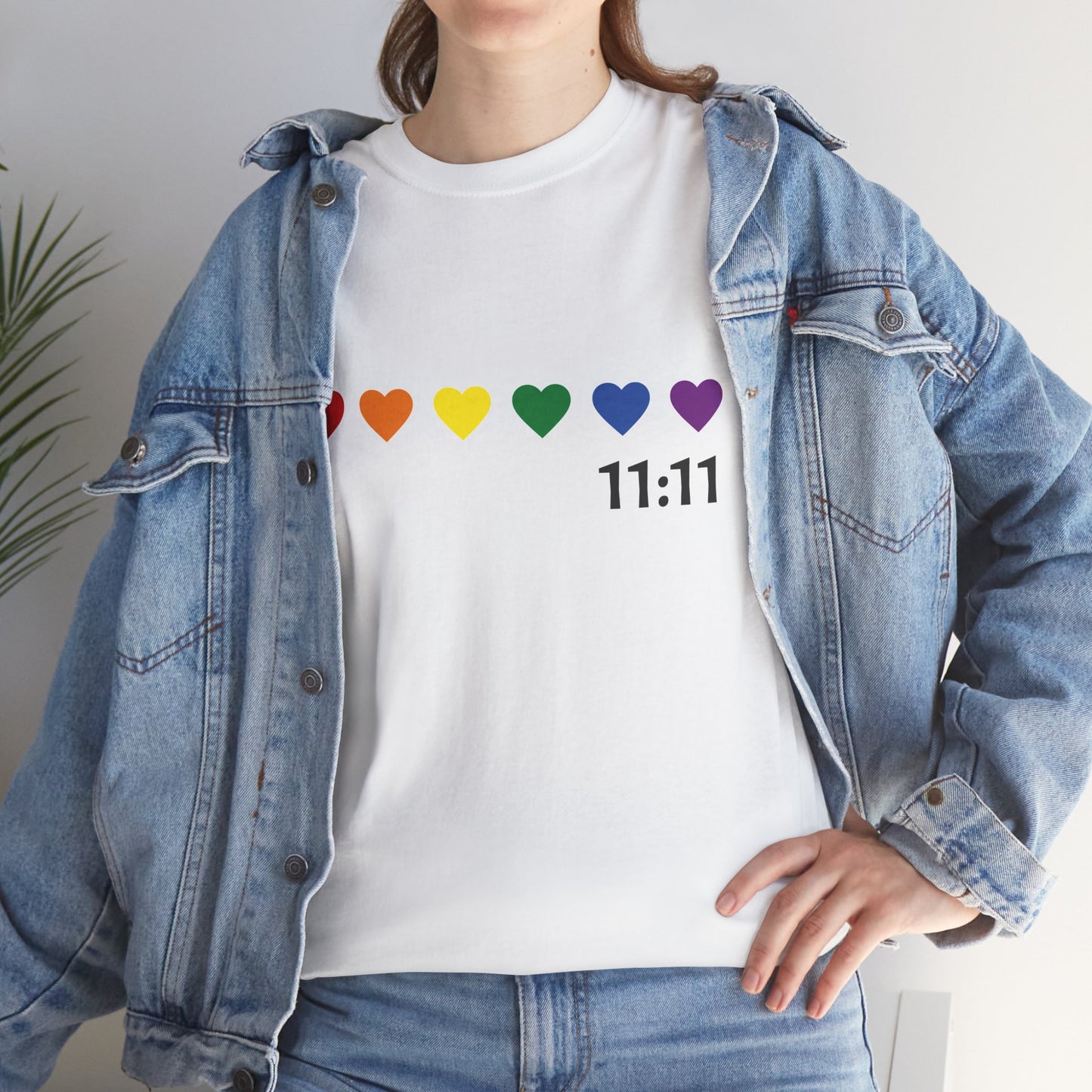 11:11 Rainbow Hearts T-Shirt – Manifestation, Pride & Positivity Tee